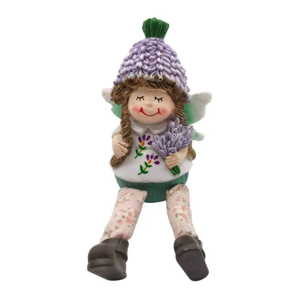 Lógólábú lila polyresin tündérfigura